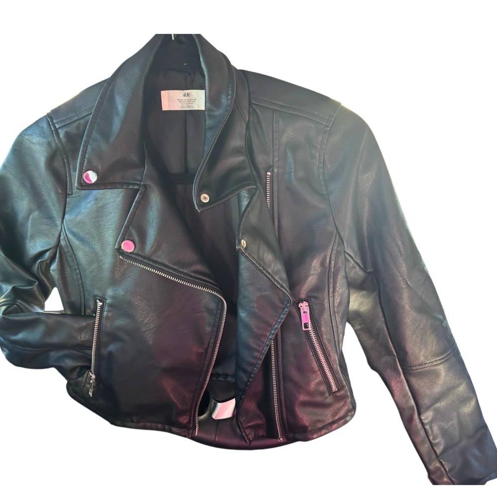 H&M Black Faux Leather Jacket for Kids